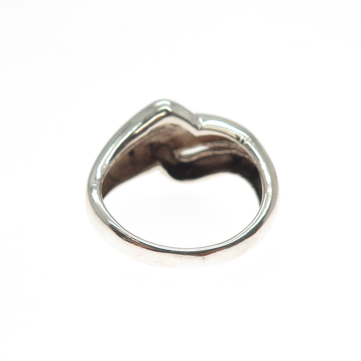 925 Sterling Silver Vintage Modernist Bypass Ring Size 7.5