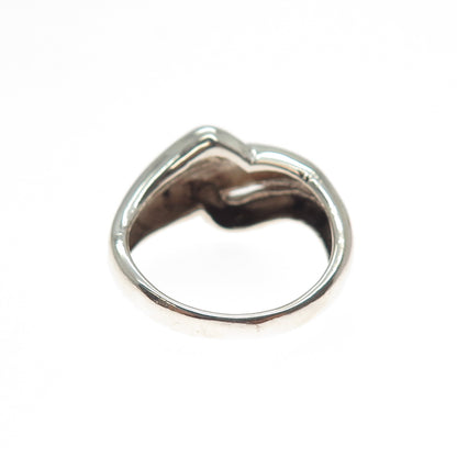 925 Sterling Silver Vintage Modernist Bypass Ring Size 7.5