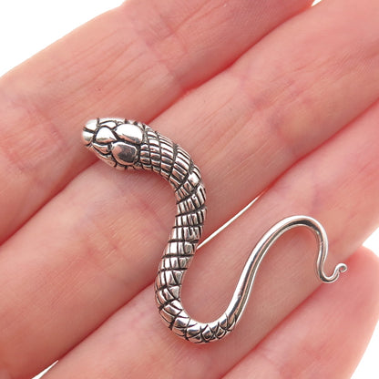 925 Sterling Silver Vintage Snake Oxidized Slide Charm Pendant