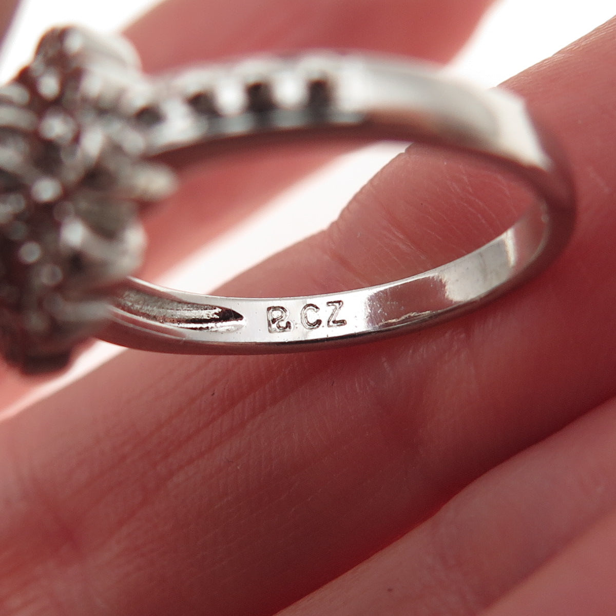 Ross Simons 925 Sterling Silver Round-Cut C Z Floral Ring Size 7
