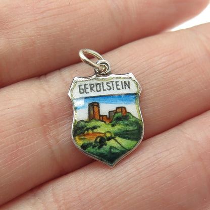 800 Silver Vintage Enamel Gerolstein Germany Minimalist Charm Pendant