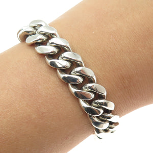 925 Sterling Silver Vintage Solid 69.7g Miami Cuban Link Bracelet 7"