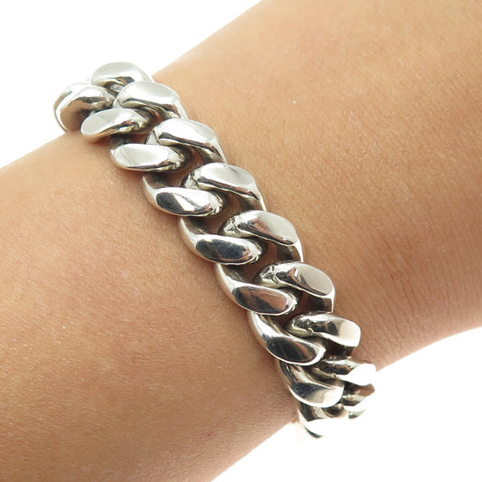 925 Sterling Silver Vintage Solid 69.7g Miami Cuban Link Bracelet 7"
