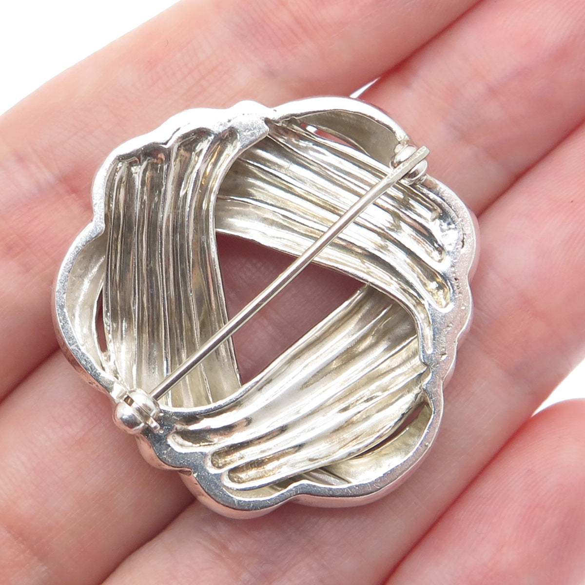 925 Sterling Silver Vintage CKC Twisted Trinity Knot Pin Brooch