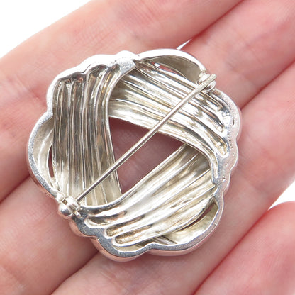 925 Sterling Silver Vintage CKC Twisted Trinity Knot Pin Brooch
