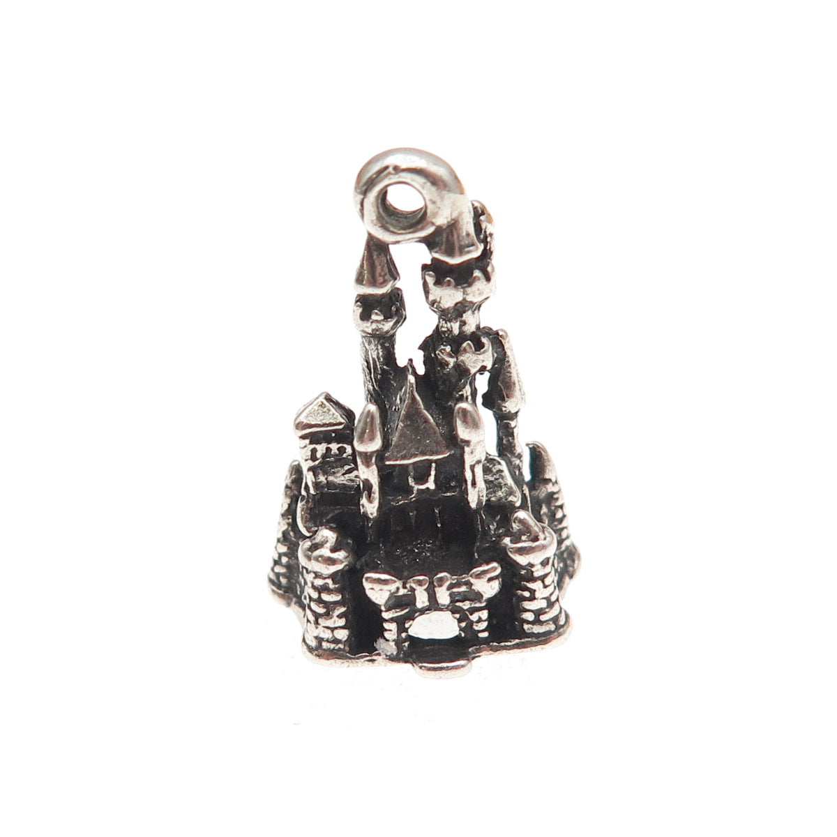 Walt Disney 925 Sterling Silver Vintage Cinderella Castle 3D Mini Charm Pendant