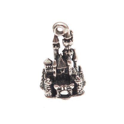 Walt Disney 925 Sterling Silver Vintage Cinderella Castle 3D Mini Charm Pendant