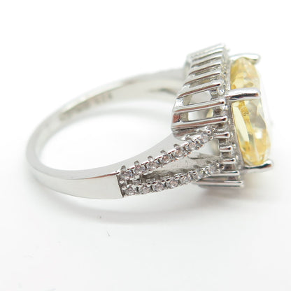 925 Sterling Silver White & Yellow C Z Ring Size 7.25