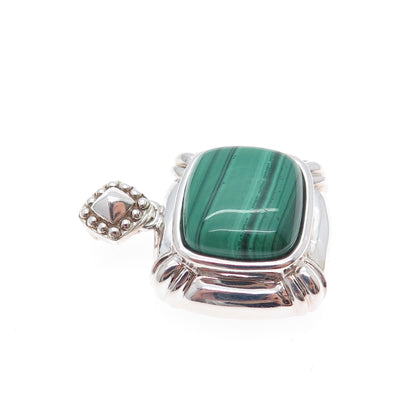 MICHELLE ALBALA 925 Sterling Silver Vintage Real Malachite Charm Pendant