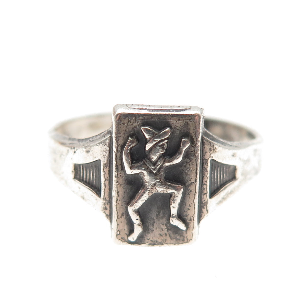 ROBBINS & CO. 925 Sterling Vintage Brownie Girl Scout Adjustable Ring Size 7.75