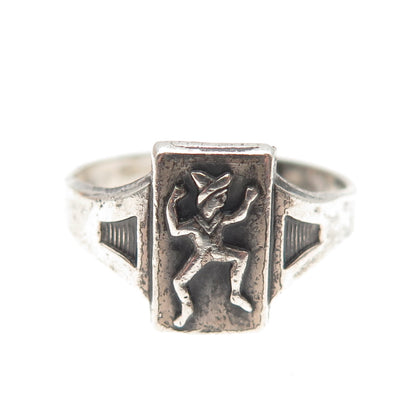 ROBBINS & CO. 925 Sterling Vintage Brownie Girl Scout Adjustable Ring Size 7.75