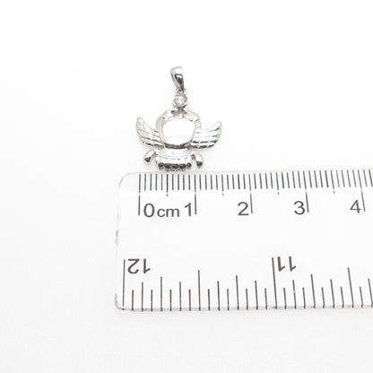 925 Sterling Silver Vintage C Z Cancer Zodiac Sign Minimalist Charm Pendant