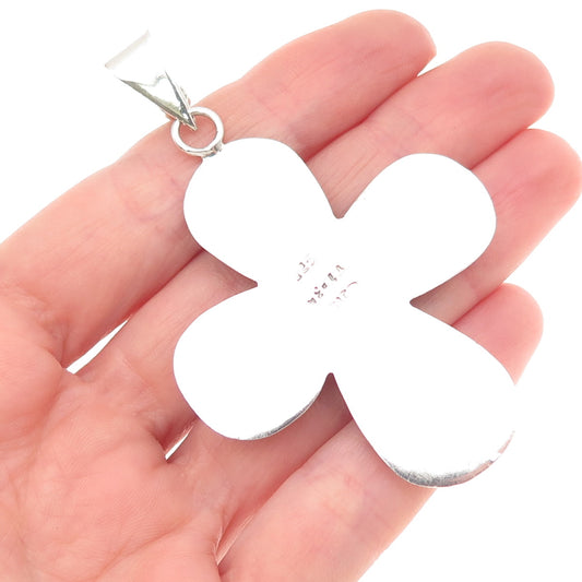 925 Sterling Silver Vintage Mexico Enamel Cross Pendant