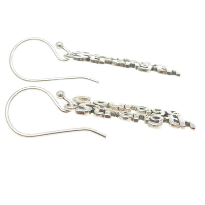 925 Sterling Silver "Courage Strength"  Dangling Earrings