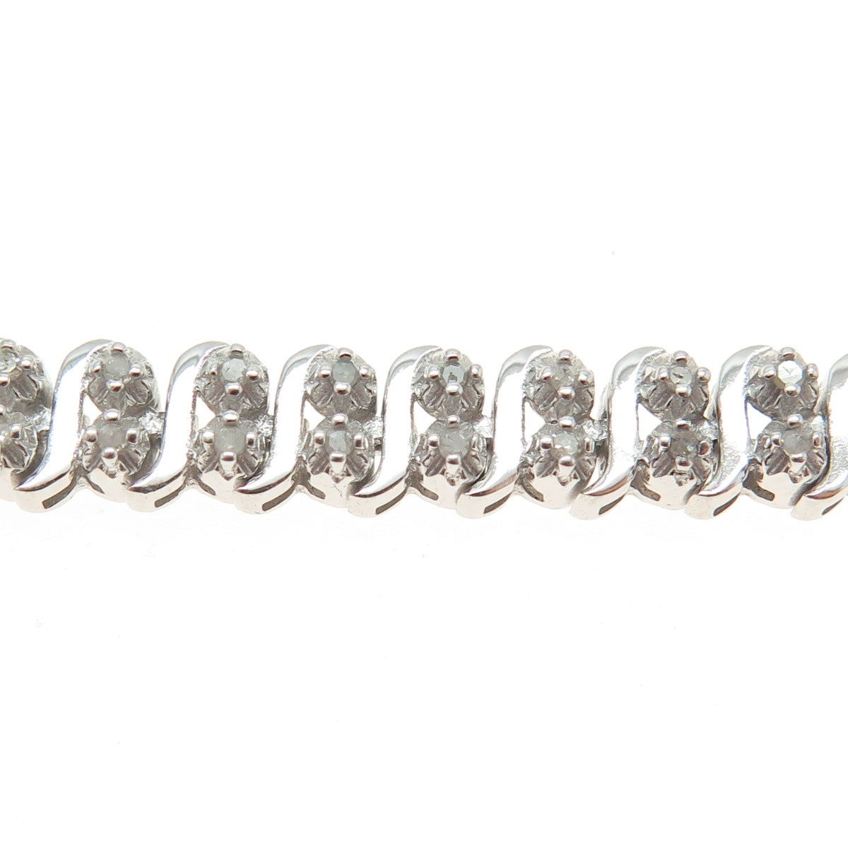 DBJ DEE BERKLE Sterling Silver Real Round-Cut Diamond Wavy Link Bracelet 7.25"