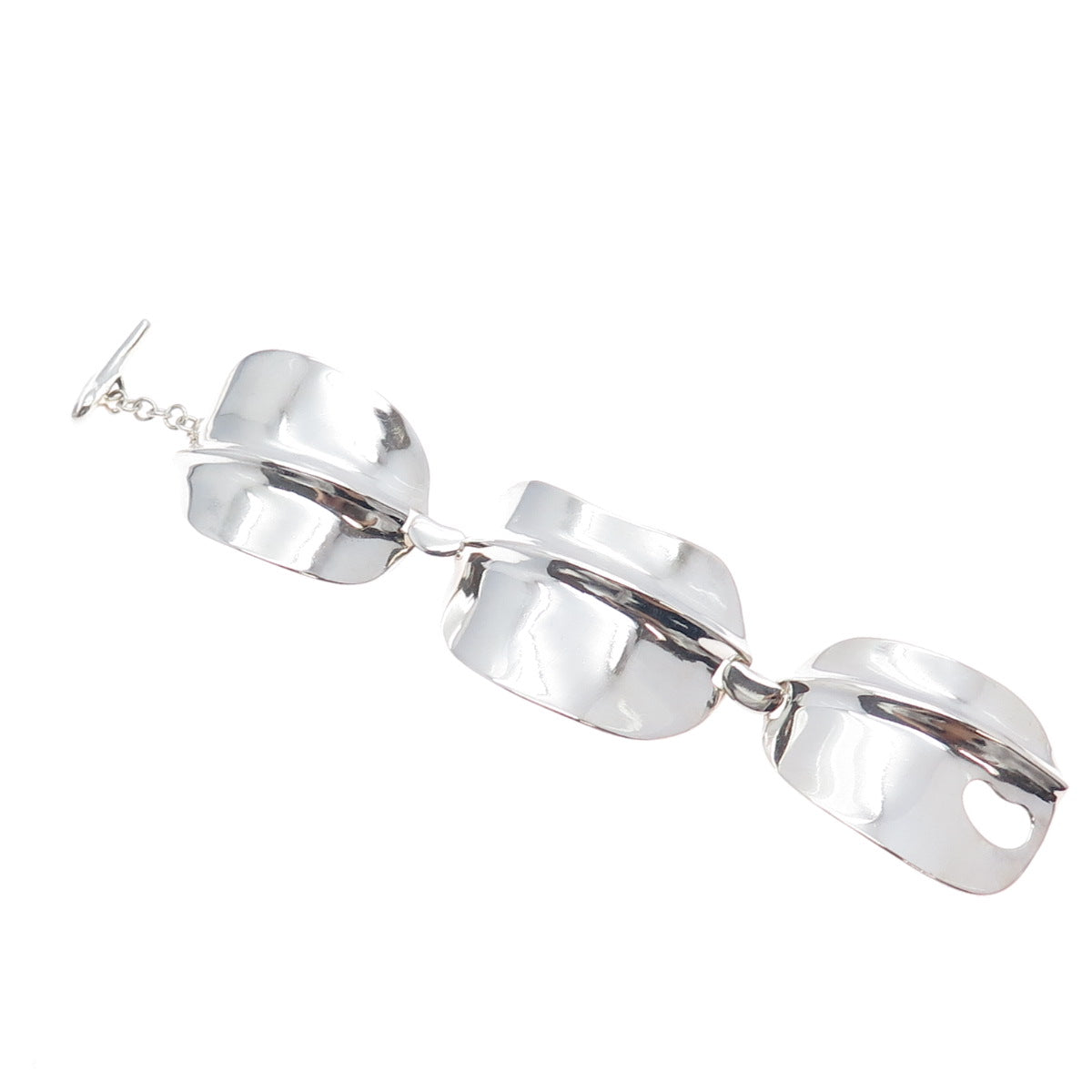 925 Sterling Silver Vintage RGN Modernist Panel Link Bracelet 7.5"