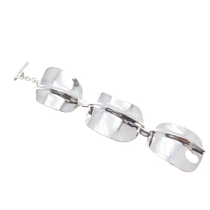 925 Sterling Silver Vintage RGN Modernist Panel Link Bracelet 7.5"