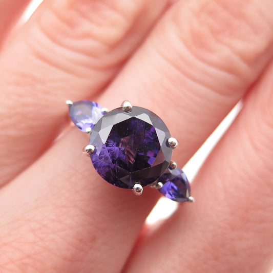 Chuck Clemency 925 Sterling Silver Vintage Real Amethyst Ring Size 6.75