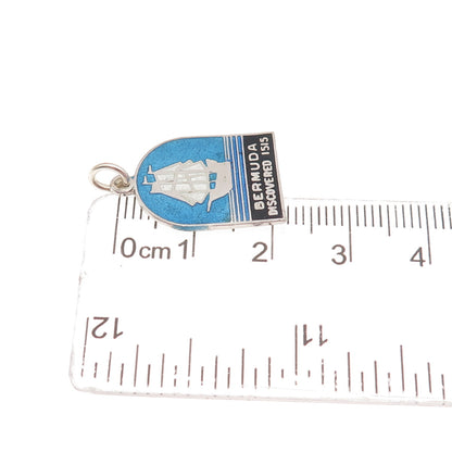 BREADNER CO. 925 Sterling Silver Vintage Enamel Bermuda Ship Mini Charm Pendant