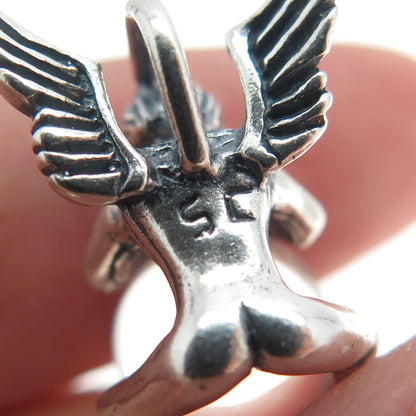 925 Sterling Silver Vintage SC Southwestern Clear Crystal Praying Angel Pendant
