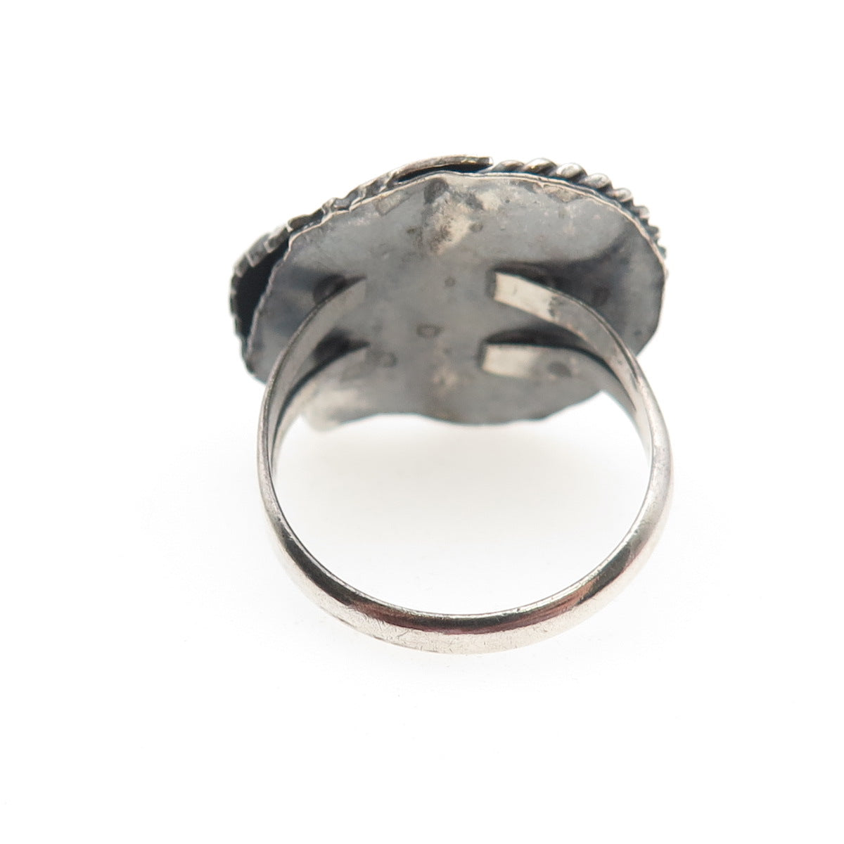 Old Pawn 925 Sterling Silver Vintage Tiger Eye Feather Tribal Ring Size 7.75