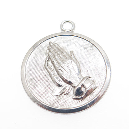 TOWN & COUNTRY 925 Sterling Silver Vintage Prayer Hands Minimalist Charm Pendant
