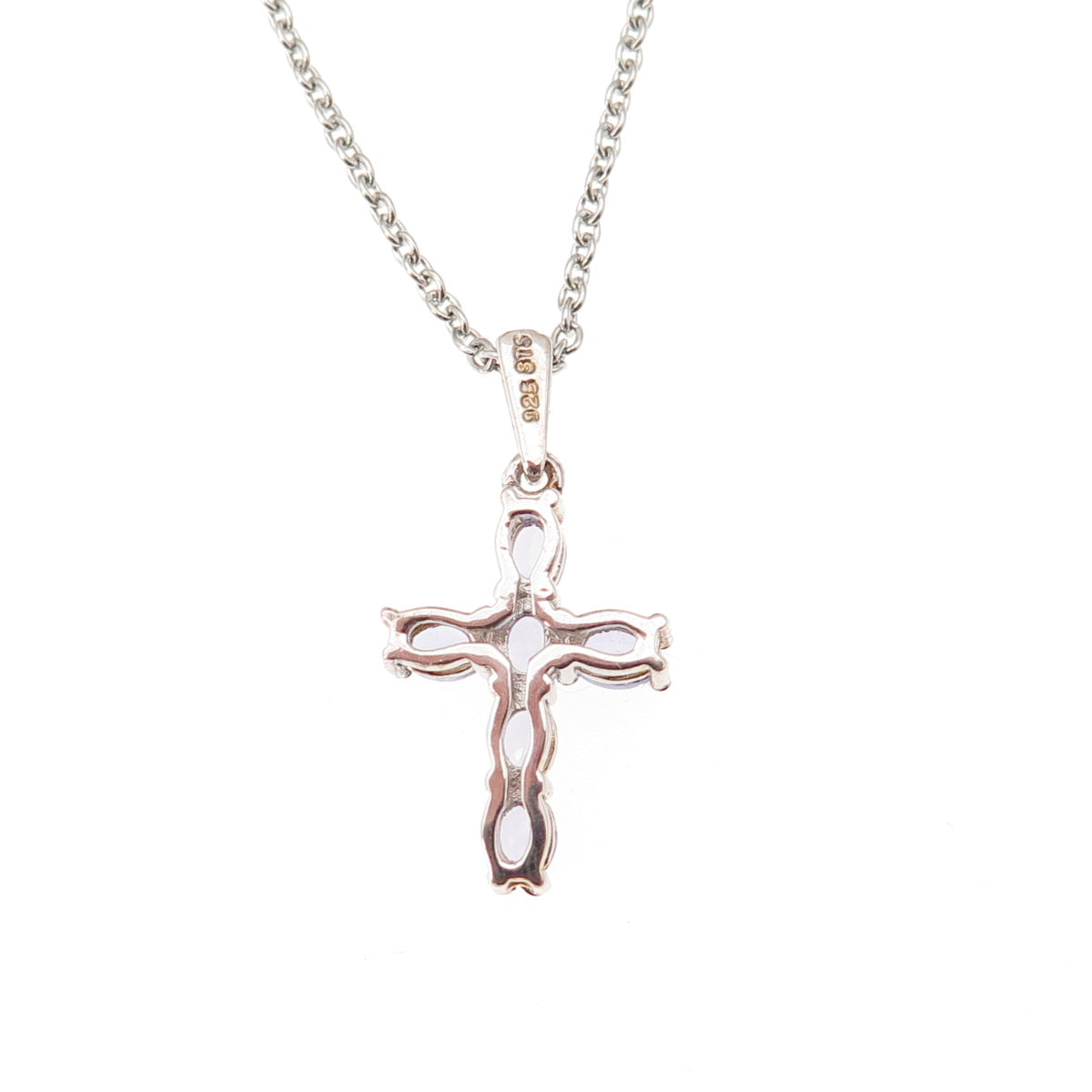 Chuck Clemency 925 Sterling Silver Real Tanzanite Cross Cable Chain Necklace 20"