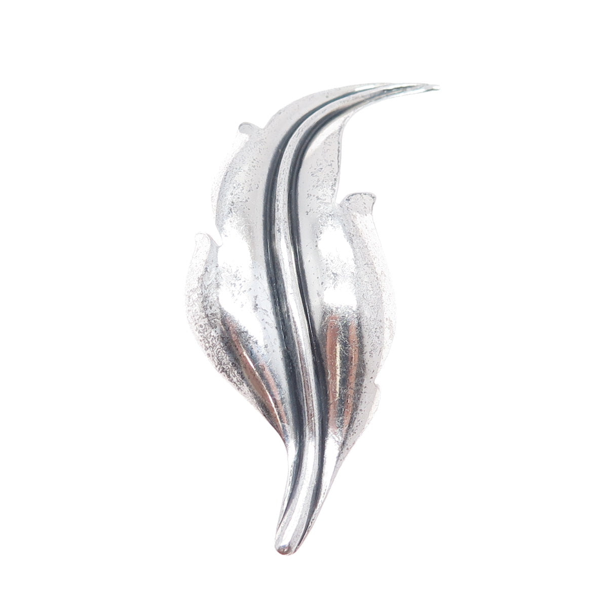 DANECRAFT 925 Sterling Silver Vintage Modernist Feather Oxidized Pin Brooch