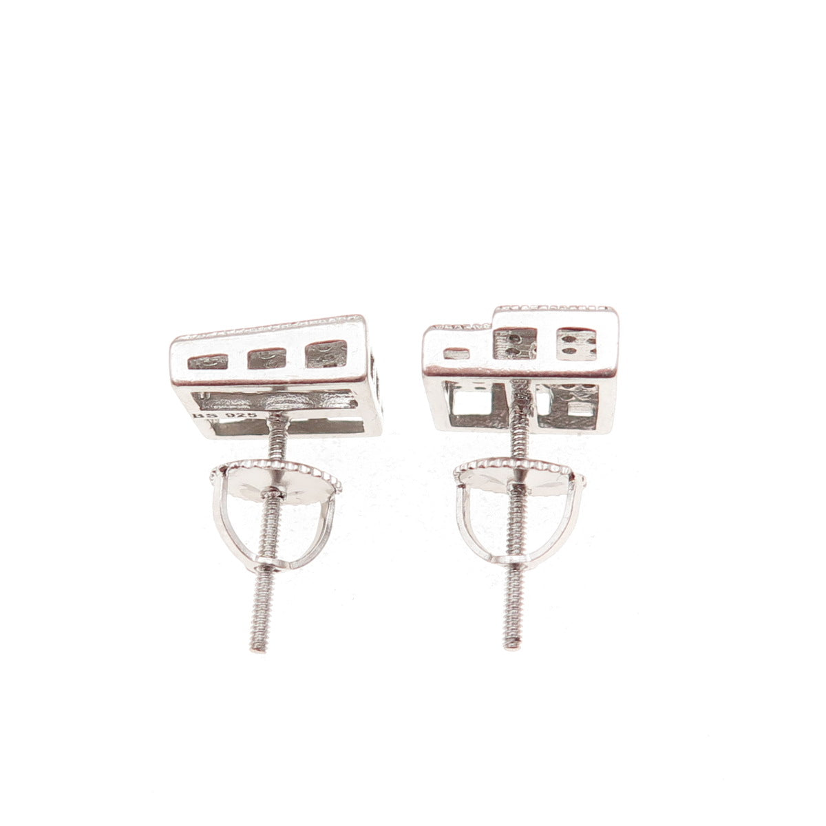 925 Sterling Silver Round-Cut C Z Stud Earrings