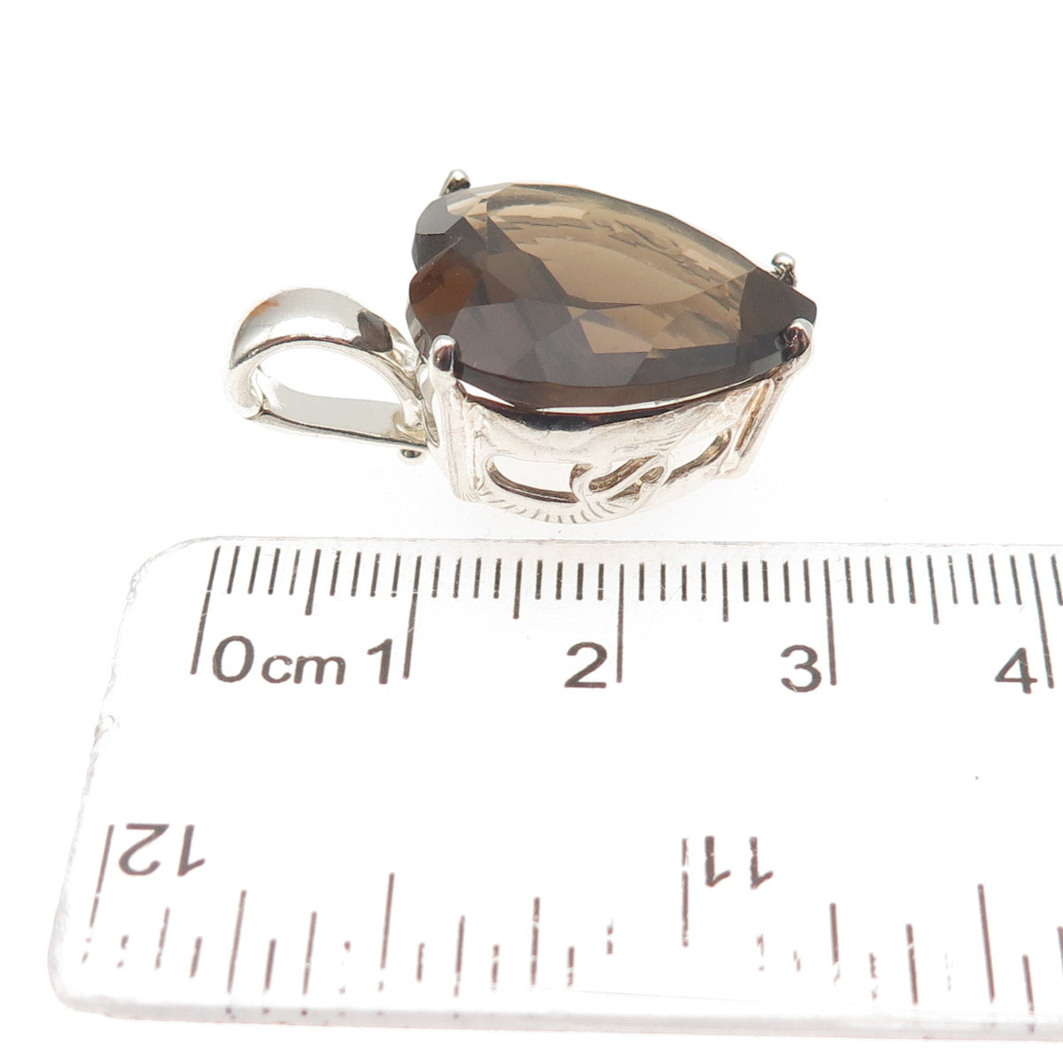 CHATEAU D'ARGENT & David Sigal Sterling Vintage Real Smoky Quartz Heart Pendant