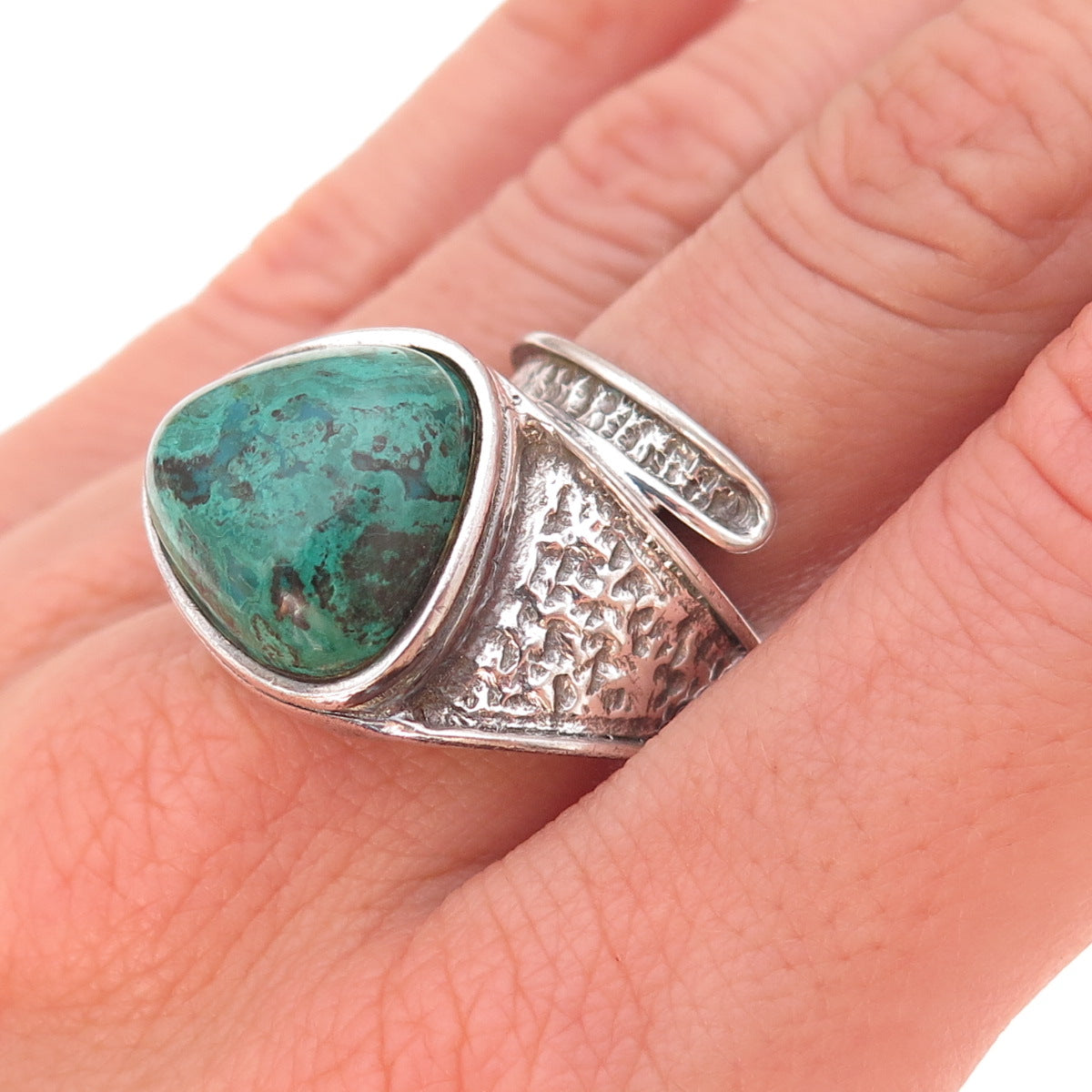 925 Sterling Silver Vintage Israel Real Eilat Modernist Adjustable Ring Size 5.5