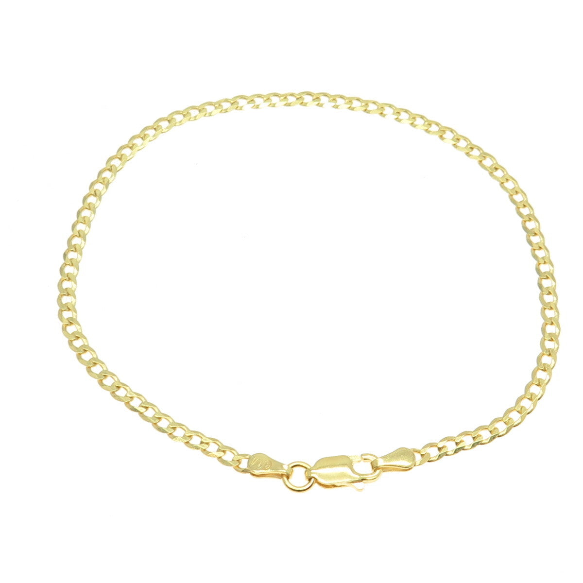 P. LUX 925 Sterling Silver Gold Plated Italy Curb Link Bracelet 8.25"