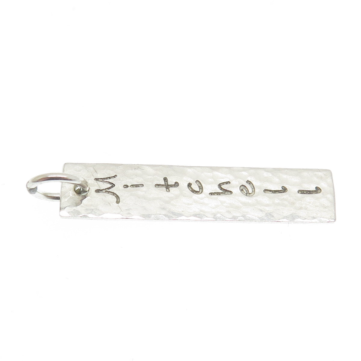 925 Sterling Silver Vintage "Mitchell" Hammered Bar Pendant
