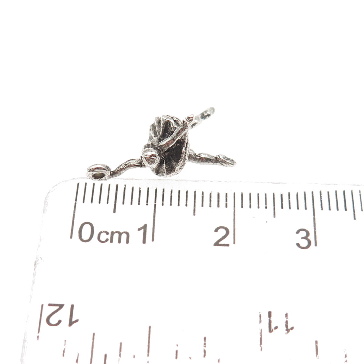 925 Sterling Silver Vintage Ballerina Oxidized 3D Mini Charm Pendant