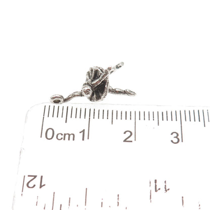 925 Sterling Silver Vintage Ballerina Oxidized 3D Mini Charm Pendant