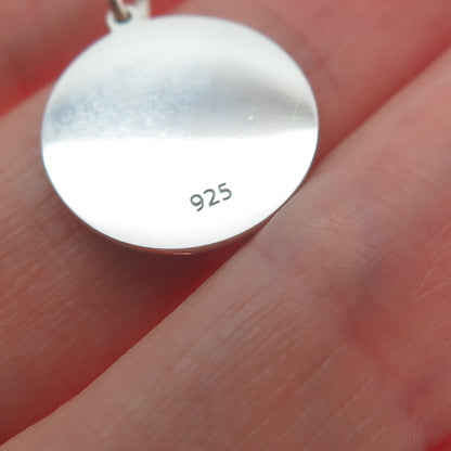 925 Sterling Silver Blue Enamel Star Round Tag Minimalist Charm Pendant