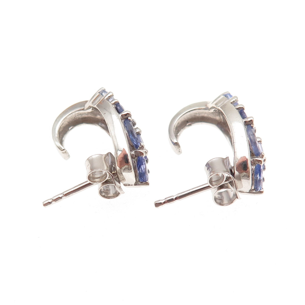 Chuck Clemency 925 Sterling Silver Real Multi-Cut Tanzanite Cluster Earrings
