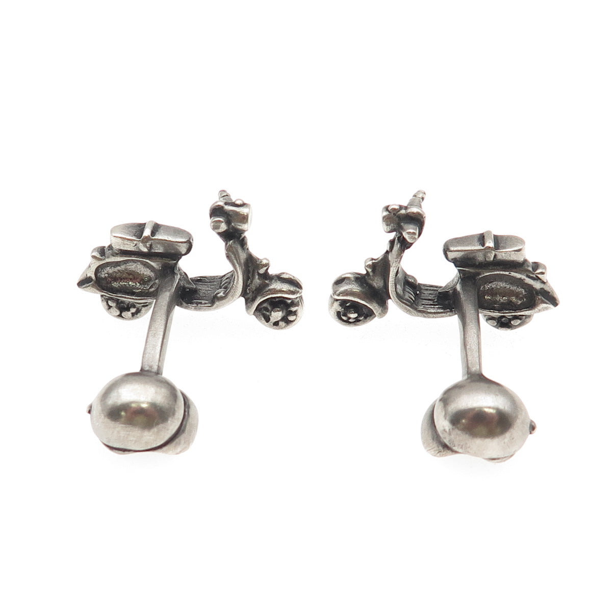 Robin Rotenier 925 Sterling Silver Vintage Scooter Oxidized Button Cufflinks