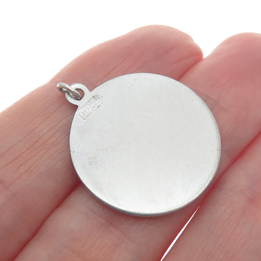 TOWN & COUNTRY 925 Sterling Silver Vintage Merry Christmas Round Tag Pendant