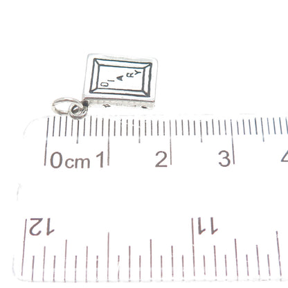 SUNWEST 925 Sterling Silver Vintage Diary Minimalist Charm Pendant