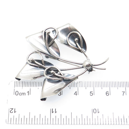 CARL OVE FRYDENSBERG Sterling Silver Vintage Denmark Modernist Lily Pin Brooch