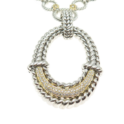 DANWAK 18K Gold 925 Sterling 76-Pave Diamonds 0.85ct Crescent Chain Necklace 16"