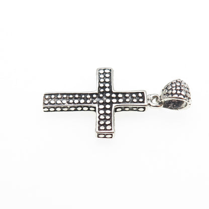 925 Sterling Silver Vintage Granulated Cross Oxidized Charm Pendant
