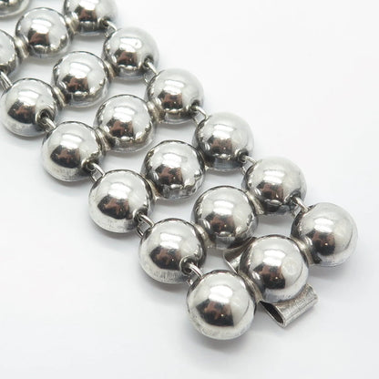 925 Sterling Silver Vintage Ball Link Bracelet 7"