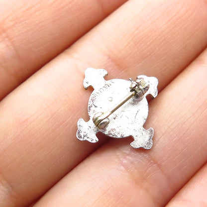 925 Sterling Silver Vintage Enamel Pin Brooch