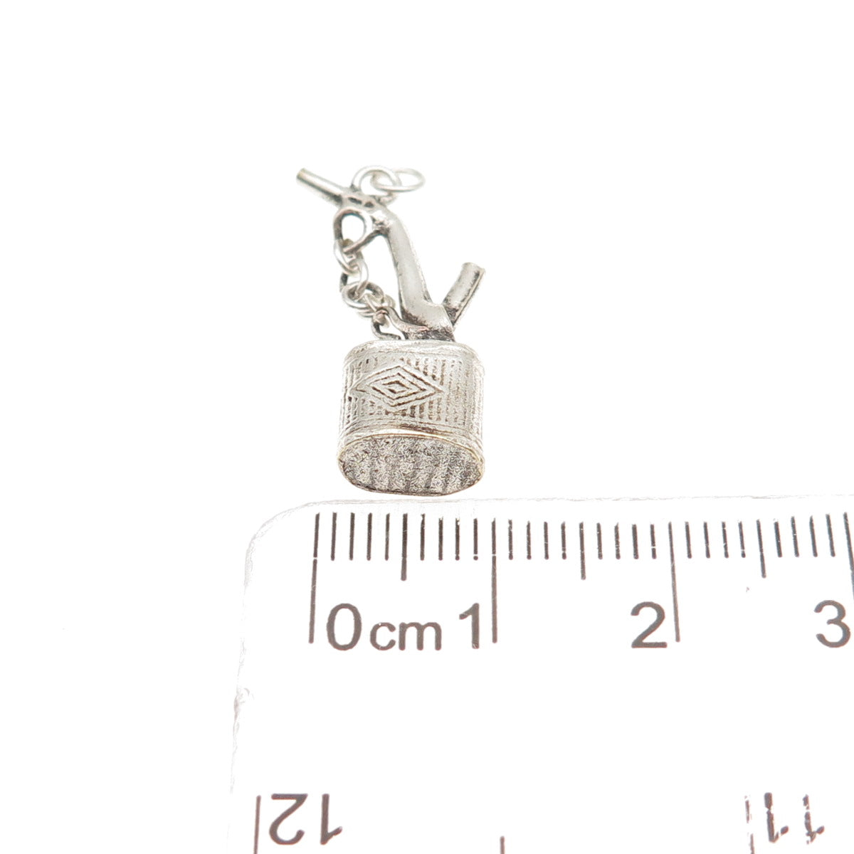 925 Sterling Silver Antique Art Deco Chinese Pipe 3D Mini Charm Pendant