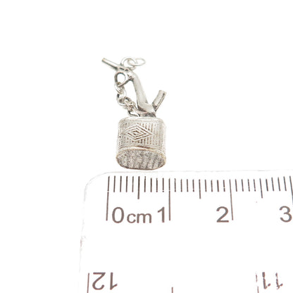 925 Sterling Silver Antique Art Deco Chinese Pipe 3D Mini Charm Pendant