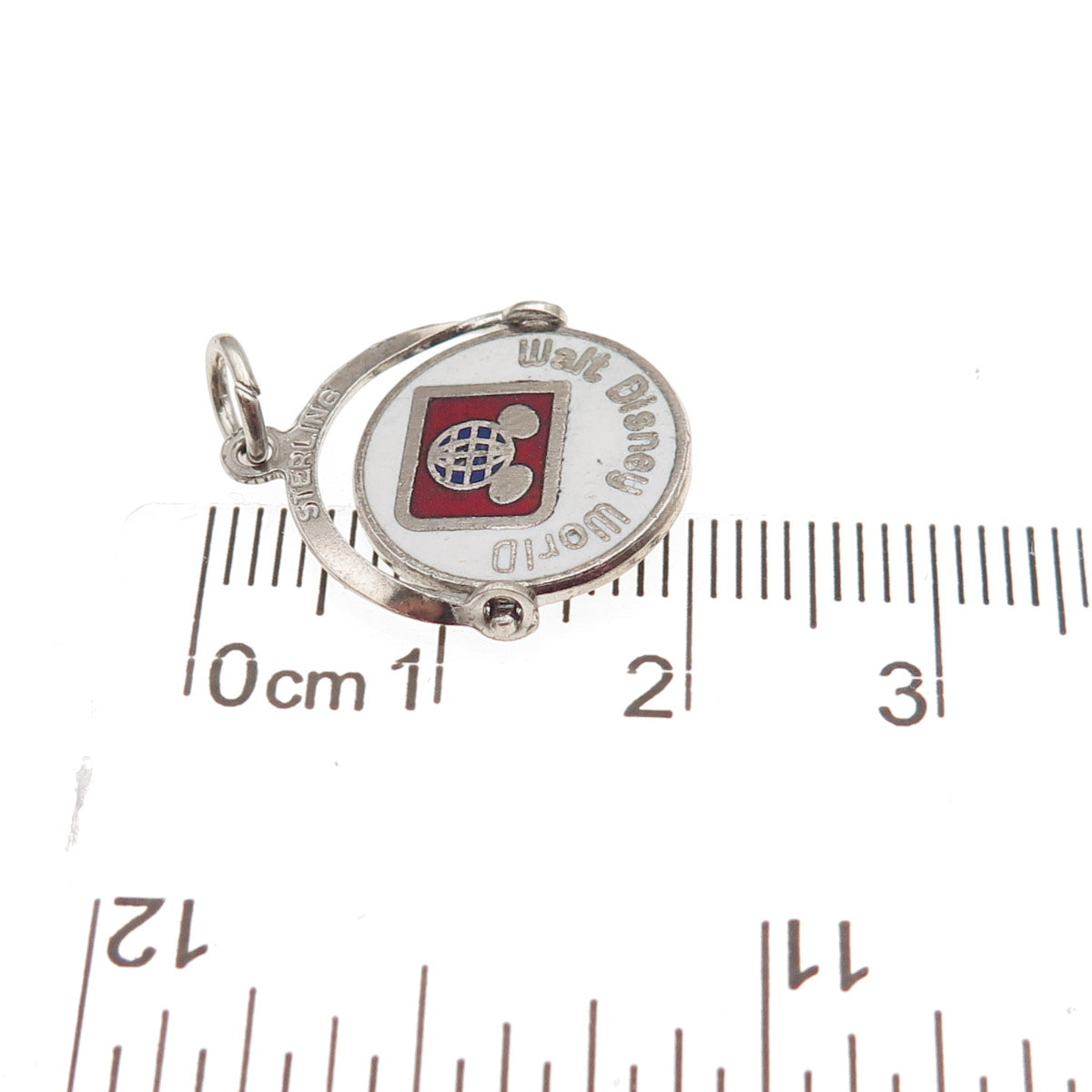 Disney 925 Sterling Silver Vintage Enamel Walt Disney World Mini Charm Pendant