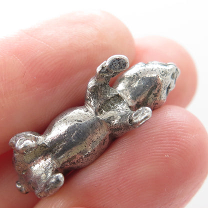 925 Sterling Silver Vintage Little Pig Oxidized 3D Miniature