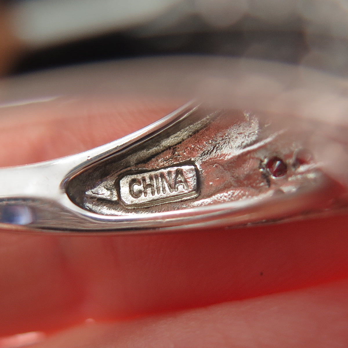 925 Sterling Silver Pear & Round-Cut Blue White C Z  Ring Size 6